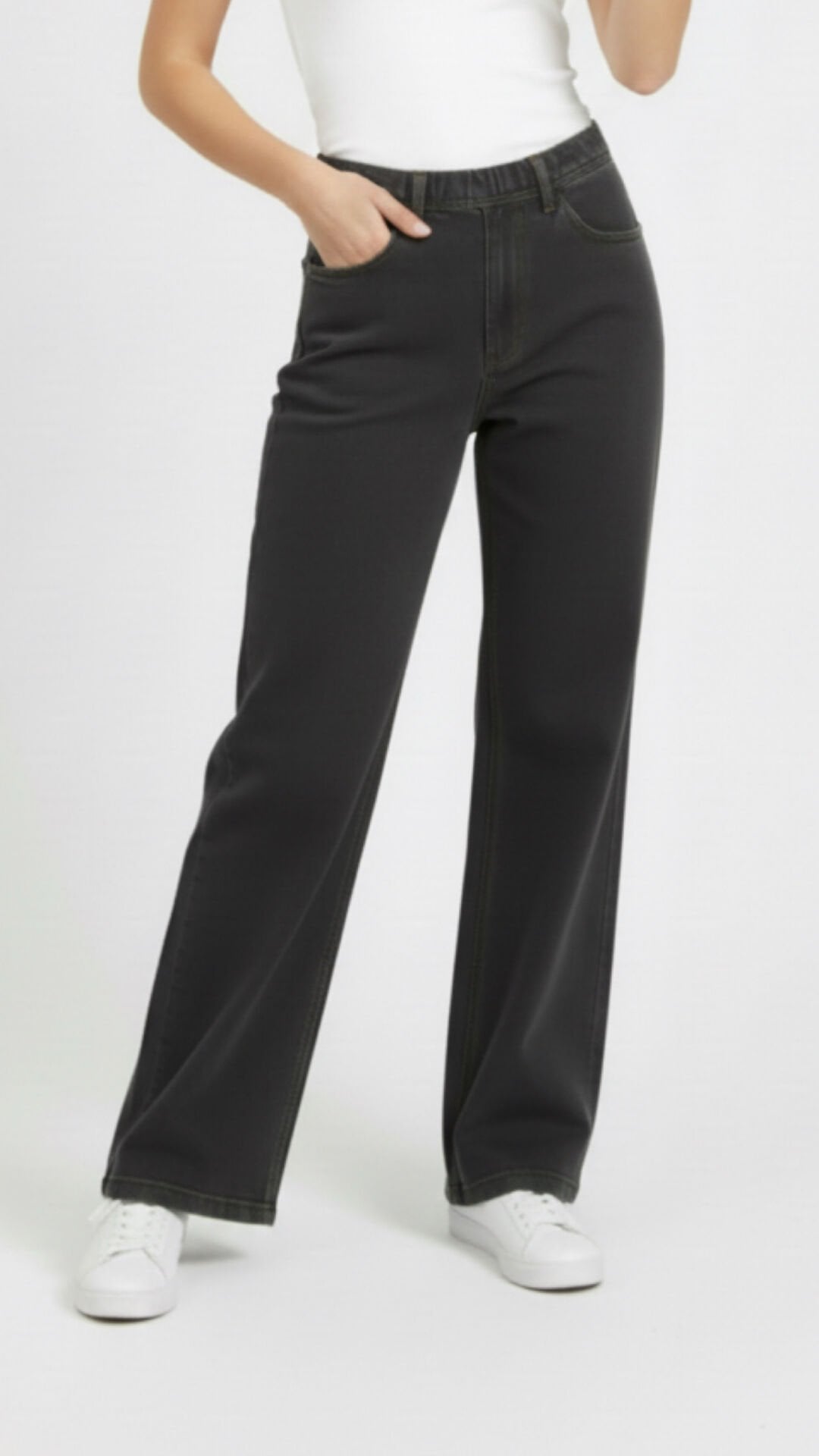 Wide Leg Denim Gri