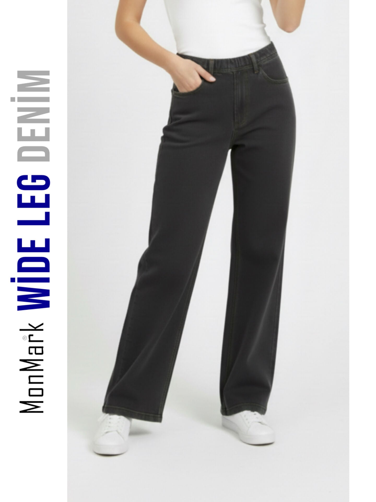Wide Leg Denim Gri