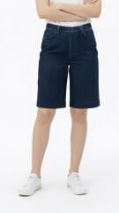 Bermuda Wide Denim Lacivert