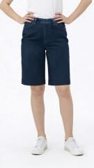 Bermuda Wide Denim Lacivert