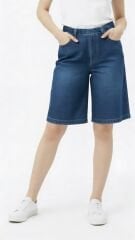 Bermuda Wide Denim Mavi