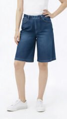 Bermuda Wide Denim Mavi