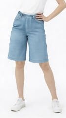 Bermuda Wide Denim Açık Mavi