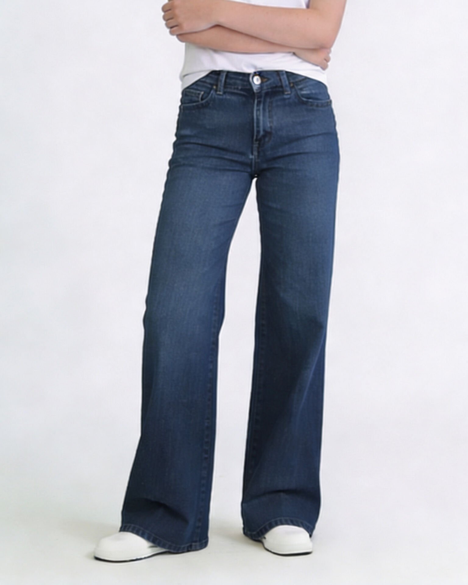 Wide Leg Jean Kemerli Mavi