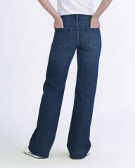 Wide Leg Jean Kemerli Mavi