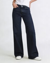 Wide Leg Jean Kemerli Lacivert
