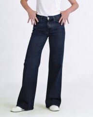 Wide Leg Jean Kemerli Lacivert
